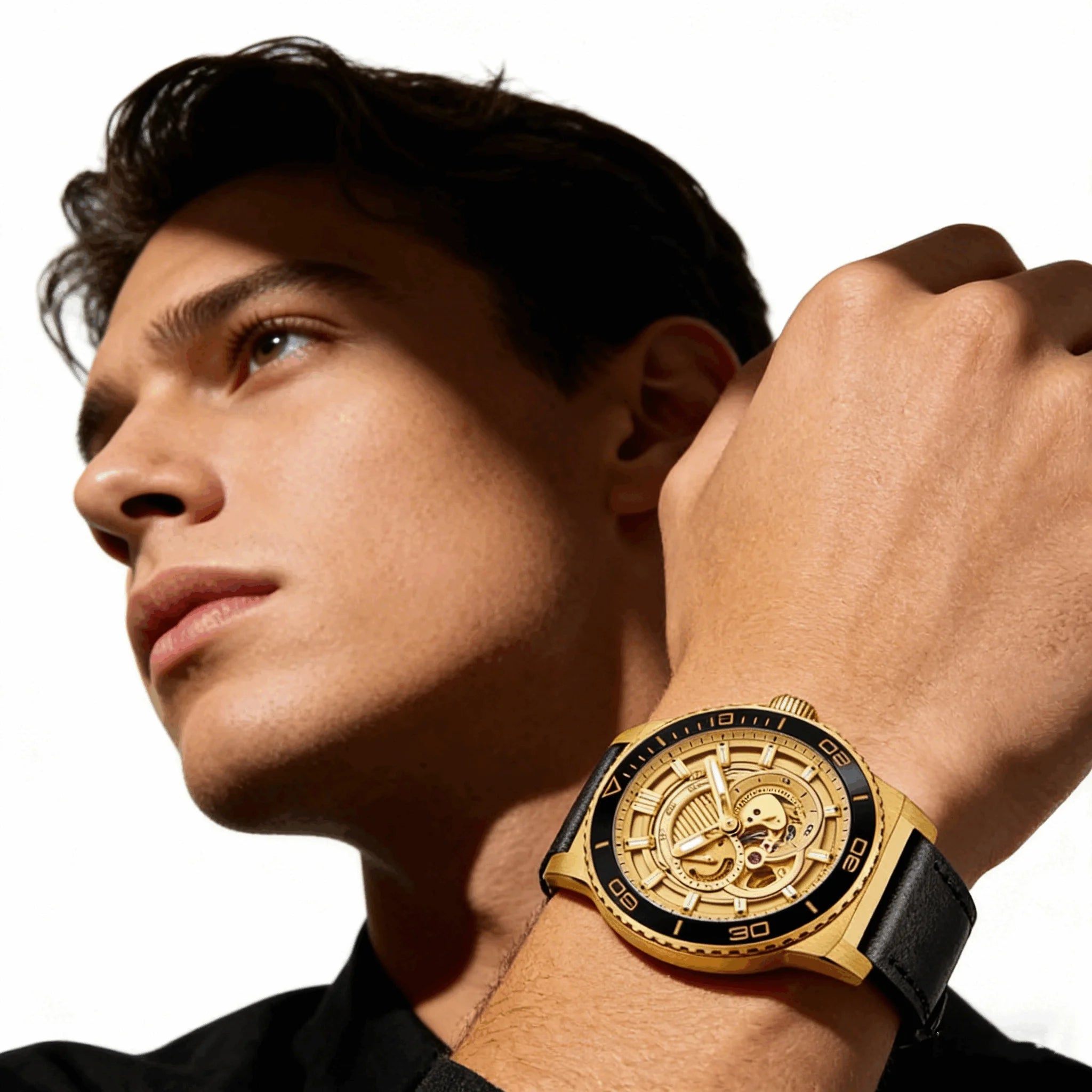 HIPINE Gold Smart Watch Men Android World's First Detachable Case Smart + Automatic Mechanical Dual Movement AMOLED Screen 50m