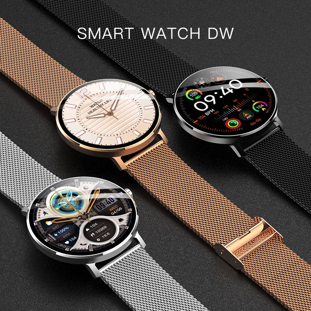 [Original Straight Hair] Round AMOLED Smart Watch with Silicone Band WhatsApp for Call Health Monitoring & NFC
