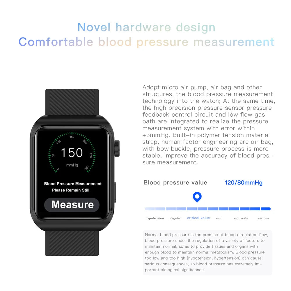 New Technology Support Dynamic Heart Rate Red Blood Oxygen Blood Pressure Monitor Adult Relojes Men Women Smart Watch