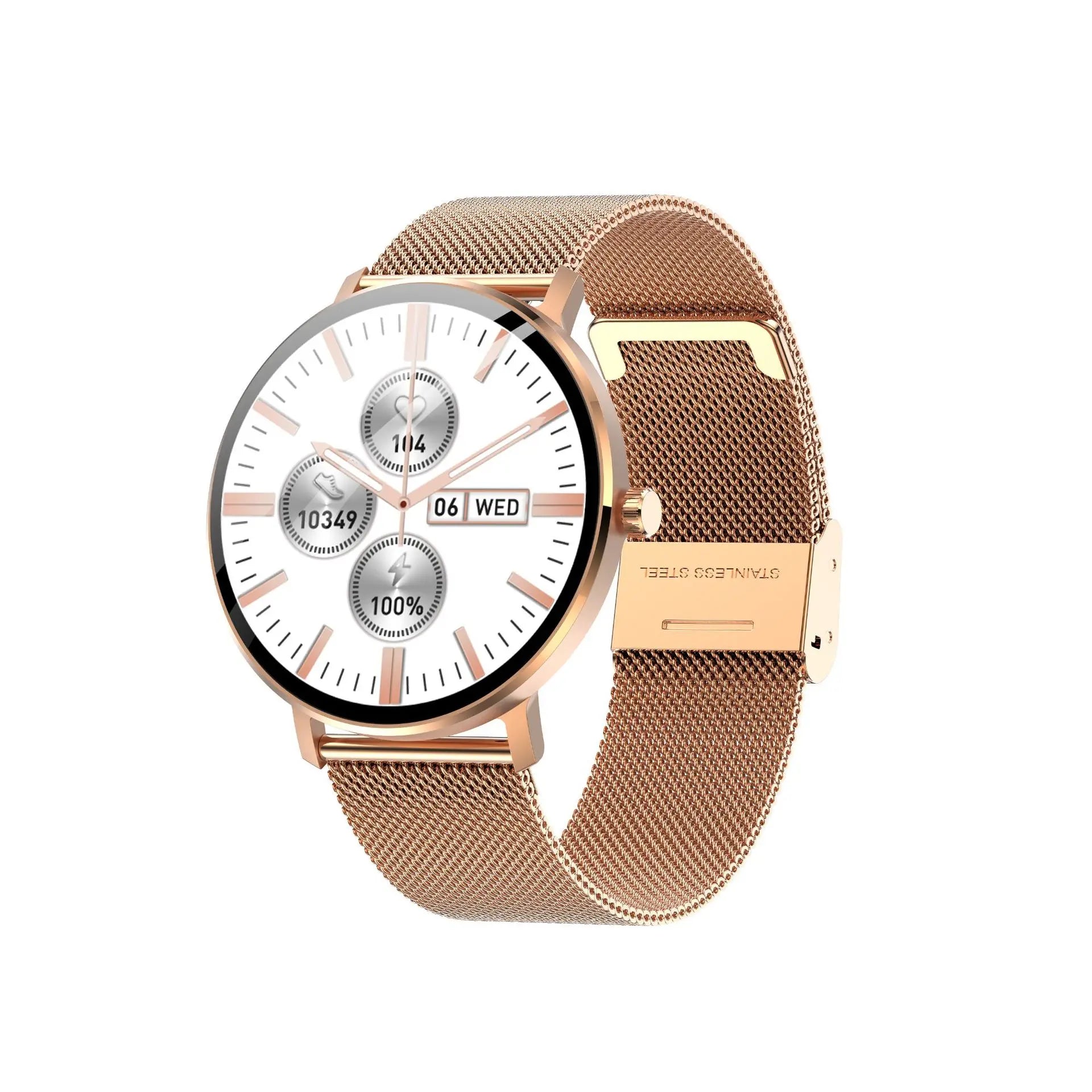 [Original Straight Hair] Round AMOLED Smart Watch with Silicone Band WhatsApp for Call Health Monitoring & NFC