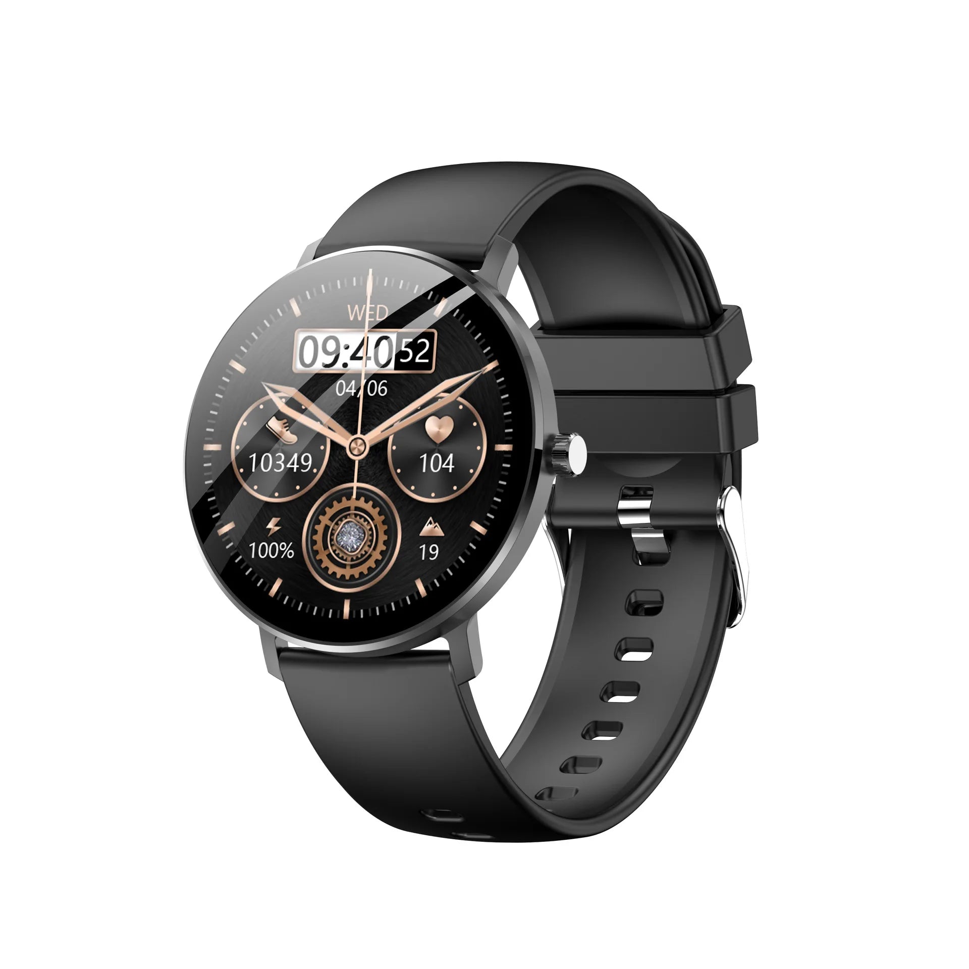 [Original Straight Hair] Round AMOLED Smart Watch with Silicone Band WhatsApp for Call Health Monitoring & NFC