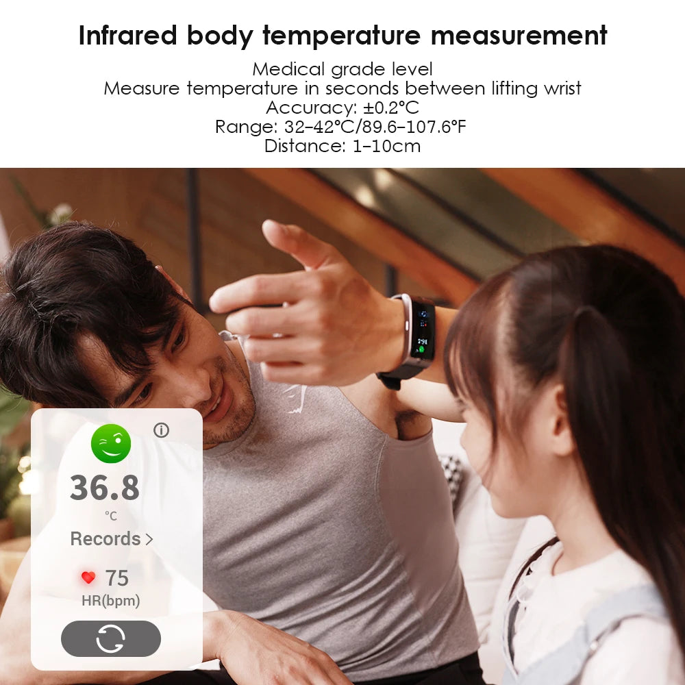 ROCAR Alcohol Smart Watch New Waterproof Thermometer Fitness Activity Tracker Heart Rate Monitor Watch Smart Bracelet