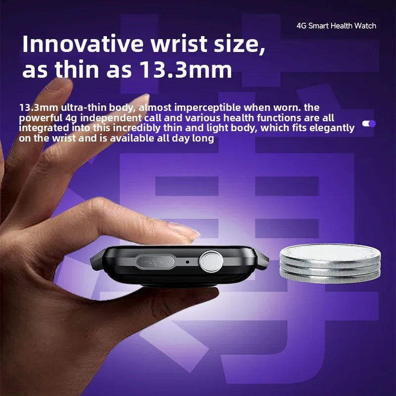 2025 4G Smart Watch with Heart Rate & Blood Oxygen Monitoring Anti-fall AI Detection Silicone Band
