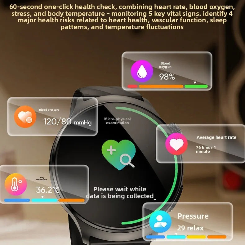 Blood Pressure Monitoring Multi-Function Electronic Smart Watch IPS Body Temperature Heart Rate Monitoring for Calling