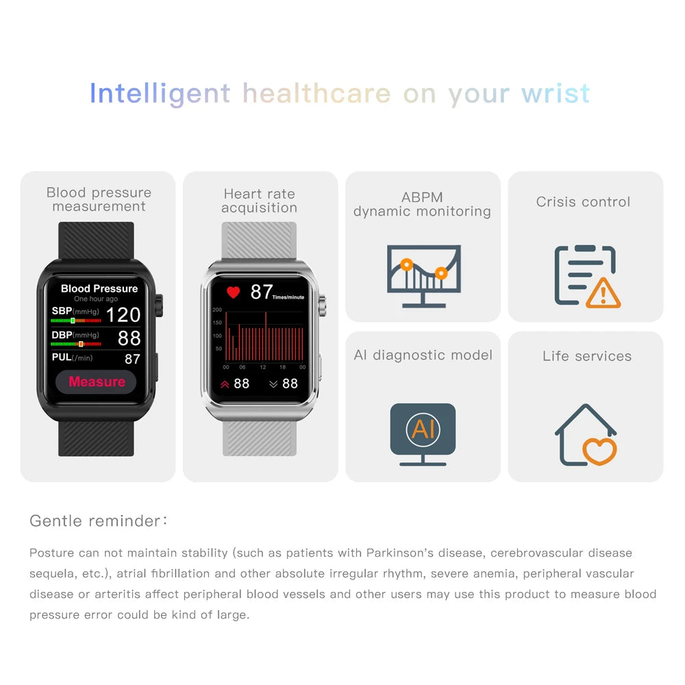 New Technology Support Dynamic Heart Rate Red Blood Oxygen Blood Pressure Monitor Adult Relojes Men Women Smart Watch