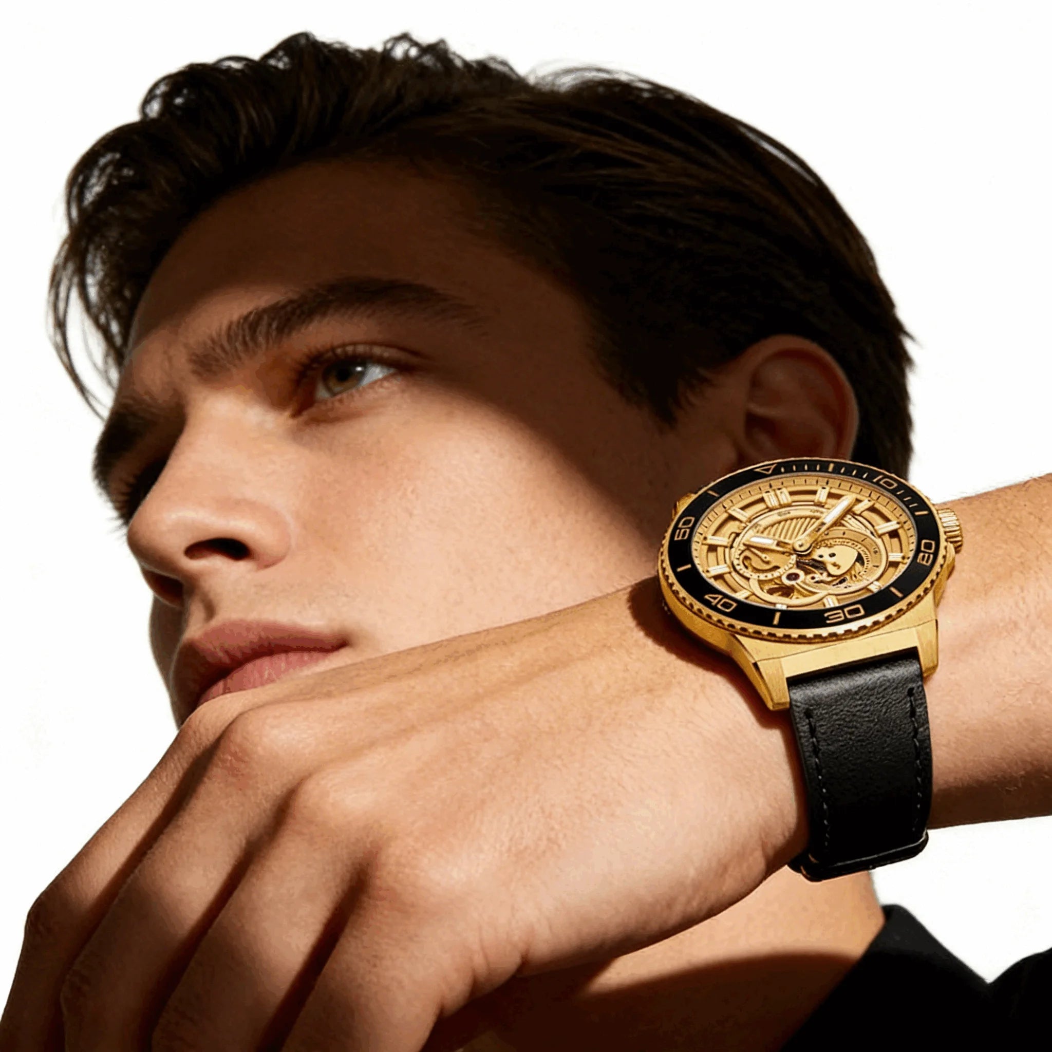 HIPINE Gold Smart Watch Men Android World's First Detachable Case Smart + Automatic Mechanical Dual Movement AMOLED Screen 50m